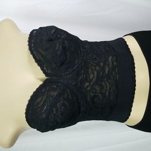 CORSET BRA BLACK FRONT LACE IN SIZE 36D  BY ADORN